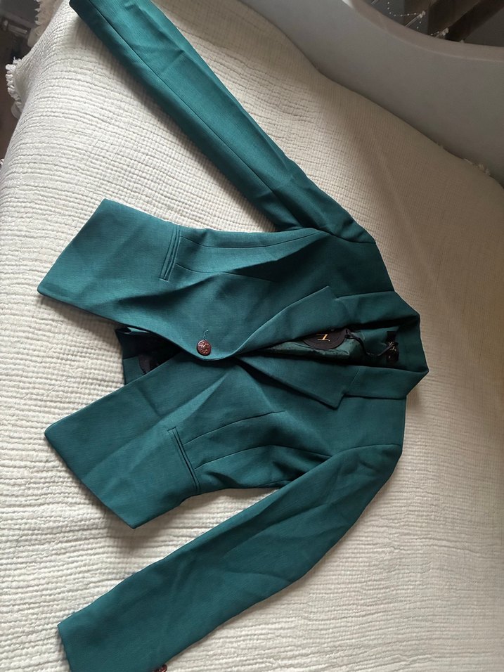 Kadın Turkuaz Düğmeli Blazer Ceket - Görsel 4