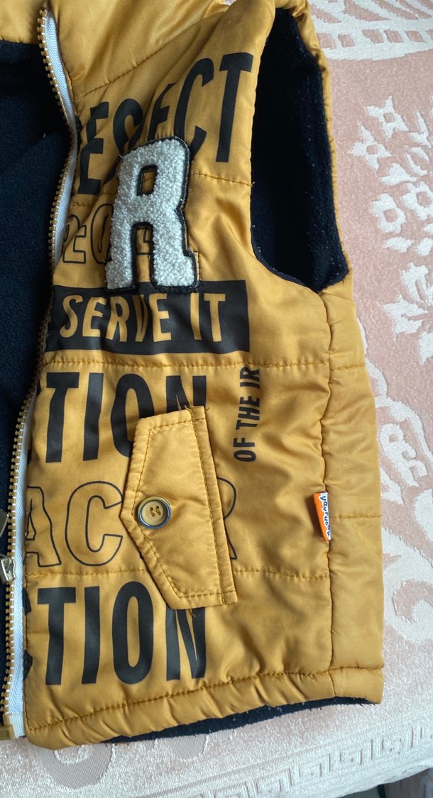 Sarı Fermuarlı Erkek Çocuk Yeleği - Görsel 5