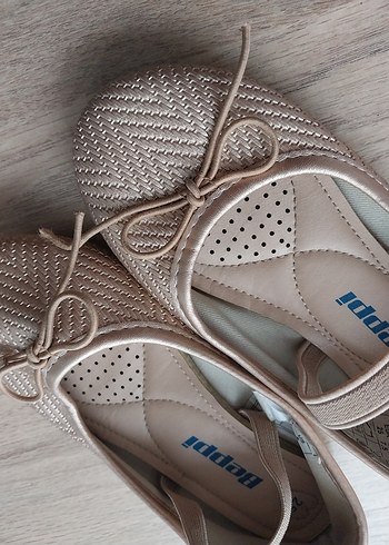 Kız Çocuk Bej Babet Ayakkabı - Görsel 2