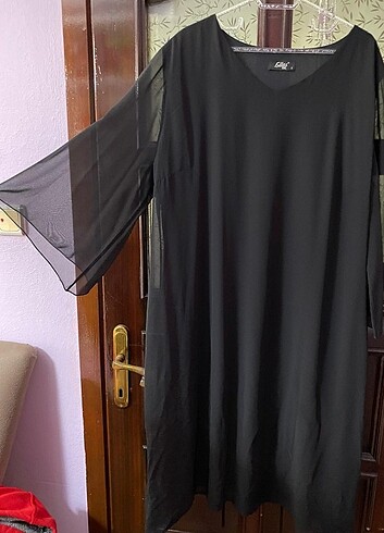 52 Beden siyah Renk Lilas büyük beden elbise 54 beden