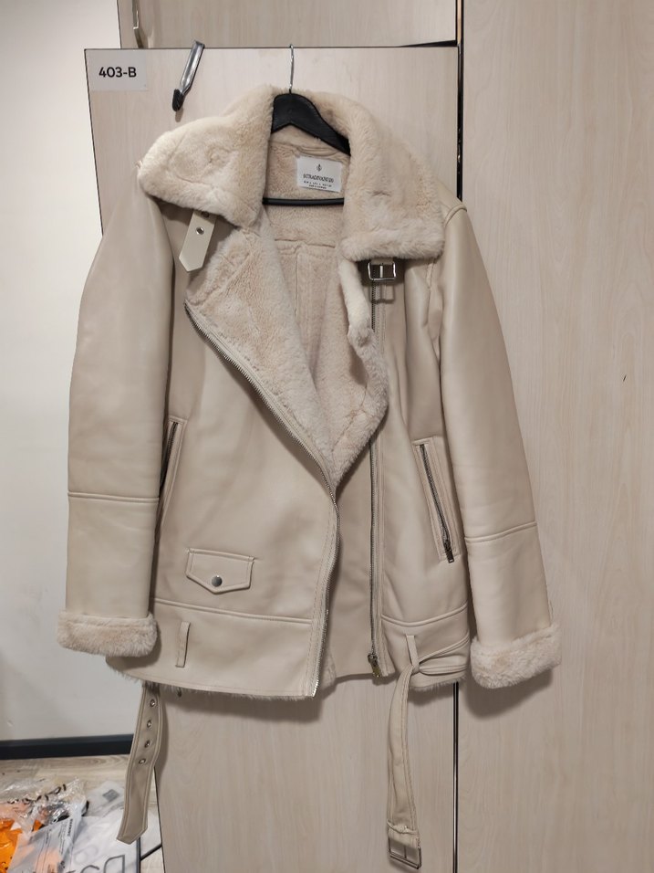 stradivarius Bej krem Kürklü Deri Kadın Ceket - Görsel 4