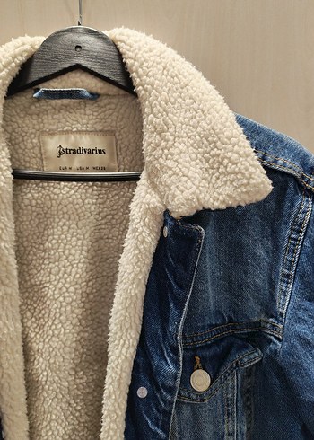 Kadın Mavi Sıcak Kürklü Denim Ceket - Görsel 2