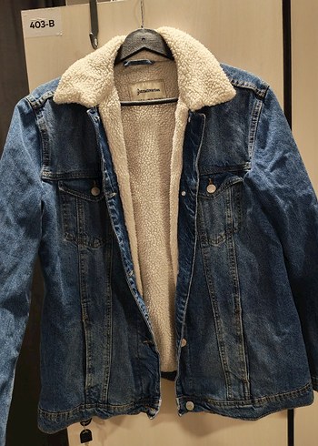 Kadın Mavi Sıcak Kürklü Denim Ceket - Görsel 3