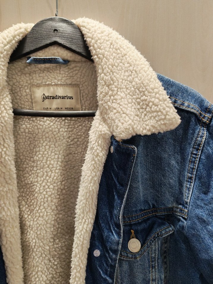 Kadın Mavi Sıcak Kürklü Denim Ceket - Görsel 2