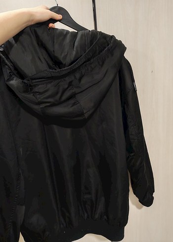 Kadın Siyah Fermuarlı oversize mont mavi - Görsel 4