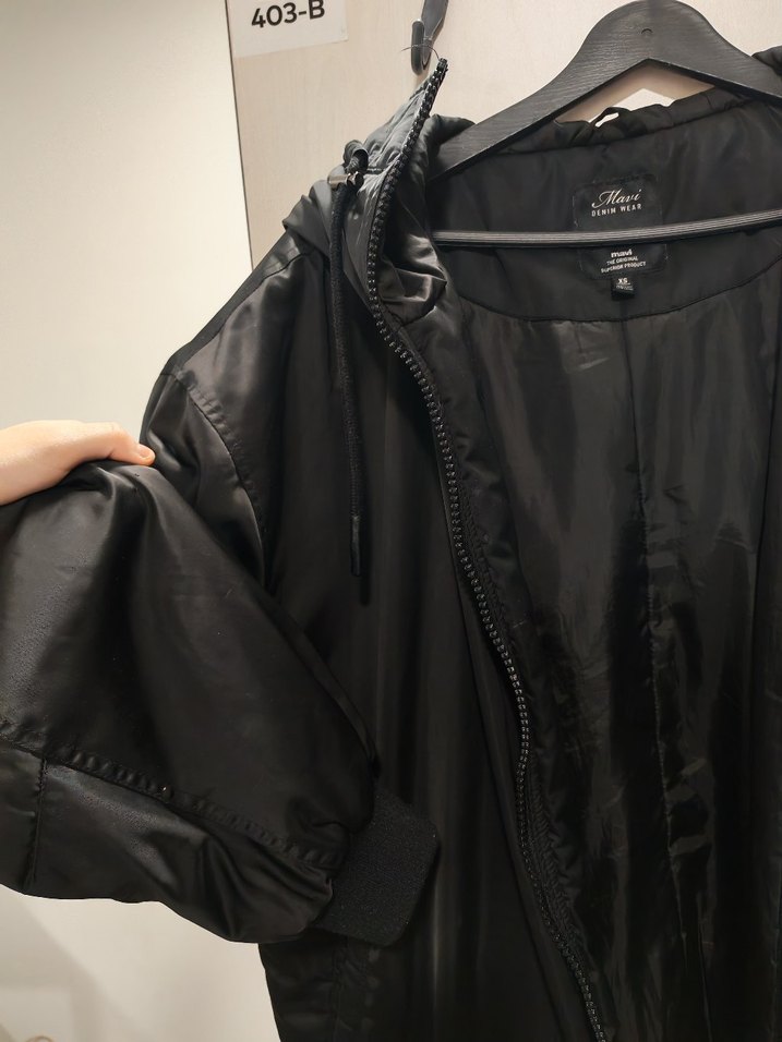 Kadın Siyah Fermuarlı oversize mont mavi - Görsel 3