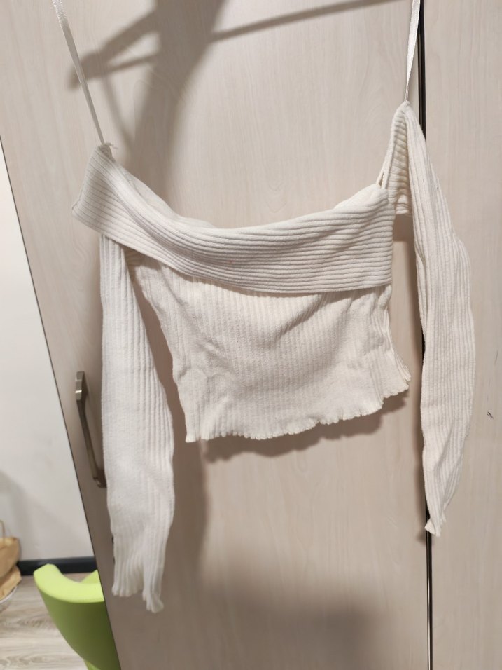 Beyaz Pilili omuzu açık üst - Görsel 2