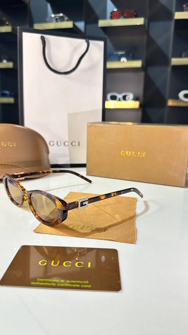 Gucci Klasik Kemerli Kahverengi Gözlük - Görsel 2