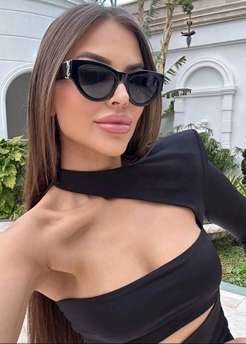 Parlak Siyah Boncuklu Kadın Gözlüğü - Görsel 5