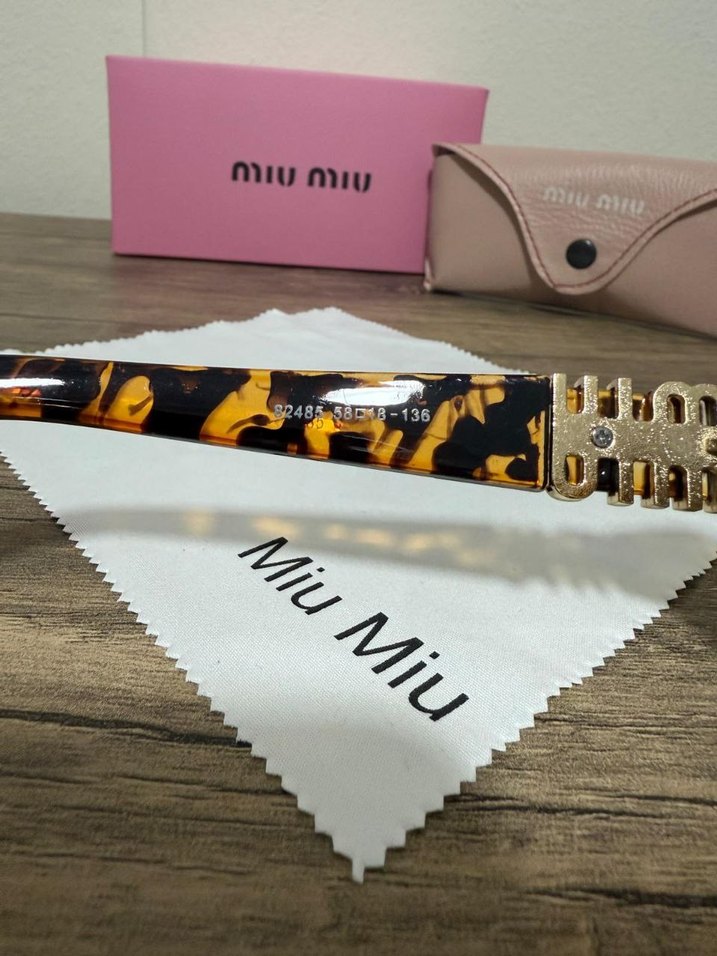 Miu Miu Kahverengi Tokalı Kadın Güneş Gözlüğü - Görsel 5