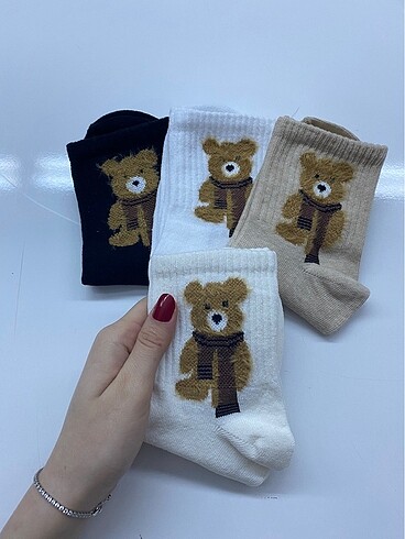 4?lü Tütlü Teddy Bear Desenli Çorap