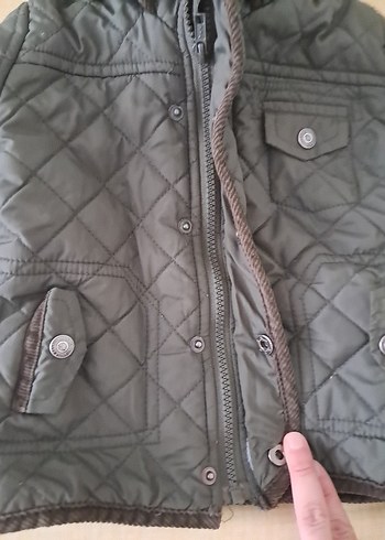 Düğmeli Kapüşonlu Erkek Çocuk Gri Mont - Görsel 6