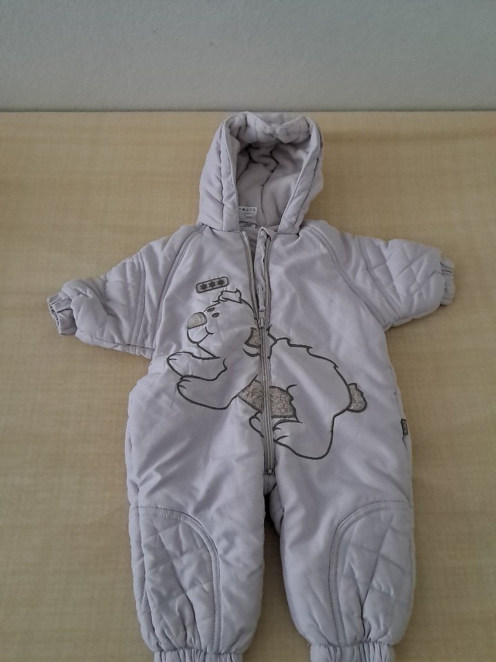 Gri Fermuarlı Bebek  Tulumu - Görsel 2