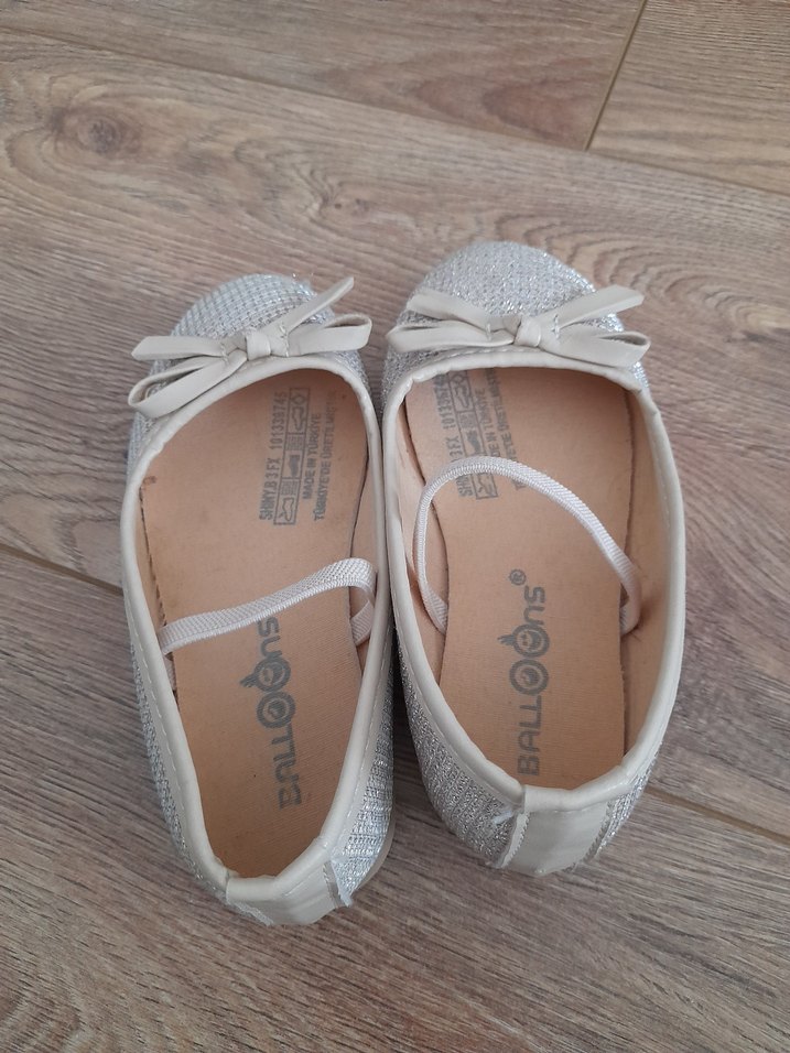 Kız Çocuk Gri Simli Fiyonklu Babet - Görsel 2