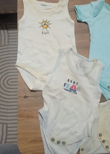 Mavi Kısa Kollu Pamuklu Bebek Body - Görsel 5