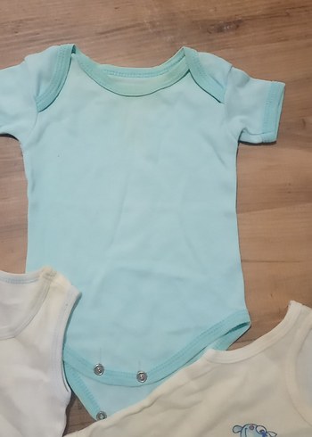 Mavi Kısa Kollu Pamuklu Bebek Body - Görsel 4