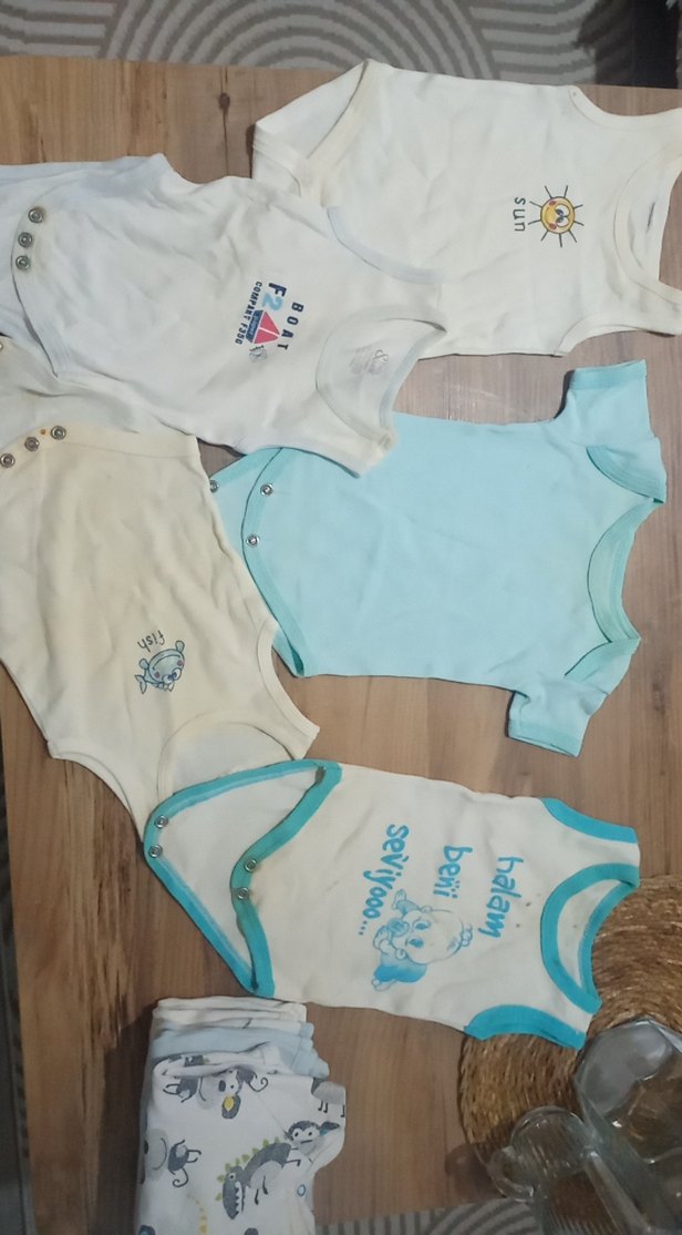 Mavi Kısa Kollu Pamuklu Bebek Body - Görsel 2