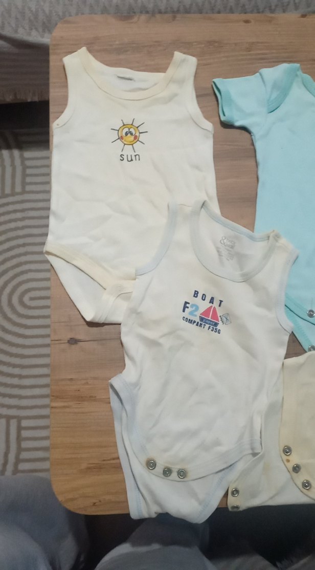 Mavi Kısa Kollu Pamuklu Bebek Body - Görsel 5