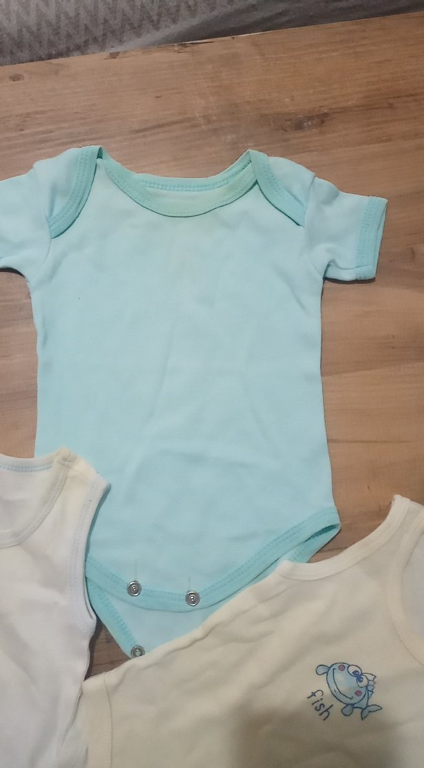 Mavi Kısa Kollu Pamuklu Bebek Body - Görsel 4