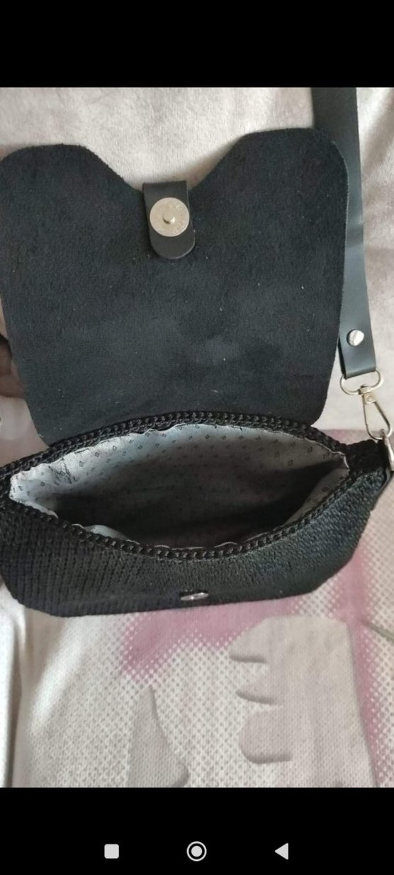 Tokalı Siyah Örgü Kadın Çanta - Görsel 4