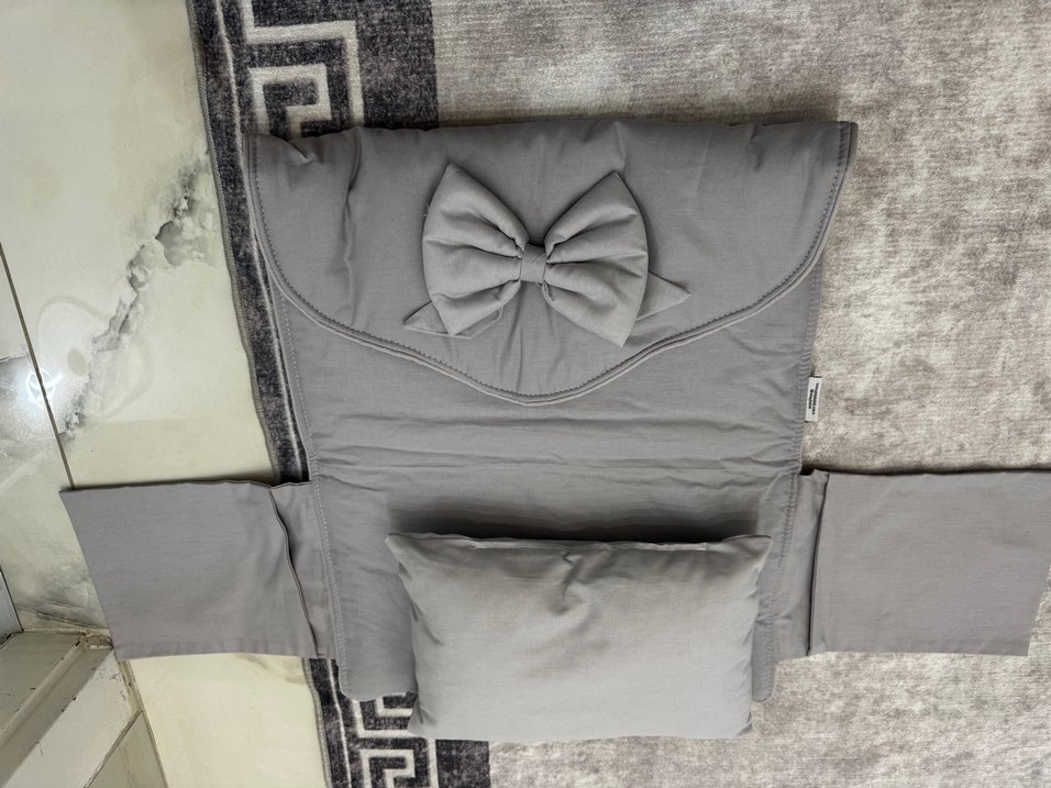 Gri Yıldız Desenli Bebek arabası ve Puset minderi - Görsel 5