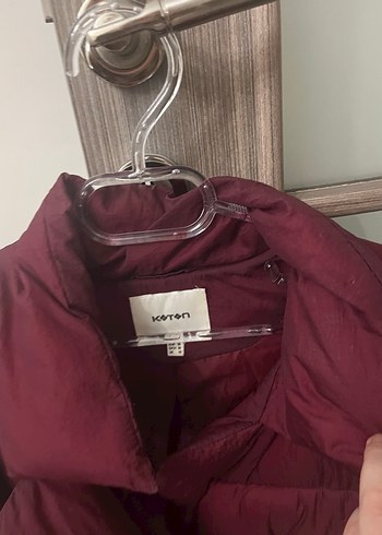 38 Beden Koton Bordo Düğmeli Kadın Mont