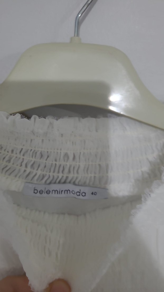 Beyaz Uzun Keten Elbise, Pilili, Uzun Kollu - Görsel 2