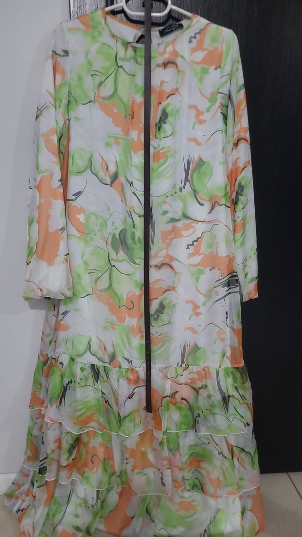 Bohem Çok Renkli Uzun Salaş Kadın Elbise - Görsel 2