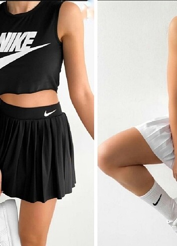 Nike Tenisçi Etek Şortlu Siyah+Beyaz