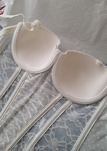 Je Jardin Beyaz Vintage Bohem Midi Büstiyer - Görsel 2