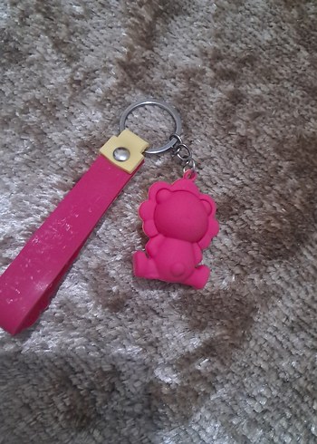 Pembe Renkli Püsküllü Ayıcık Anahtarlık - Görsel 2