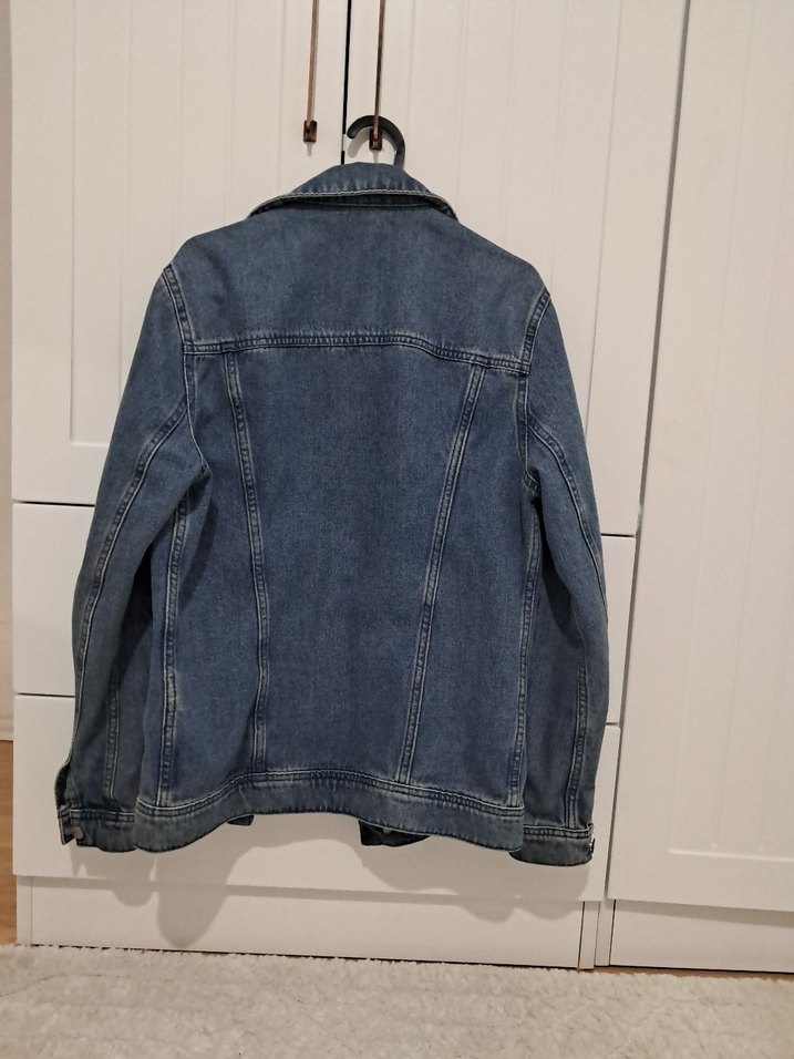 Erkek Mavi Denim Ceket, Düğmeli, Salaş Kesim - Görsel 2