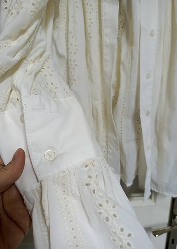 Nakışlı Beyaz Keten Bohem Gömlek - Görsel 2