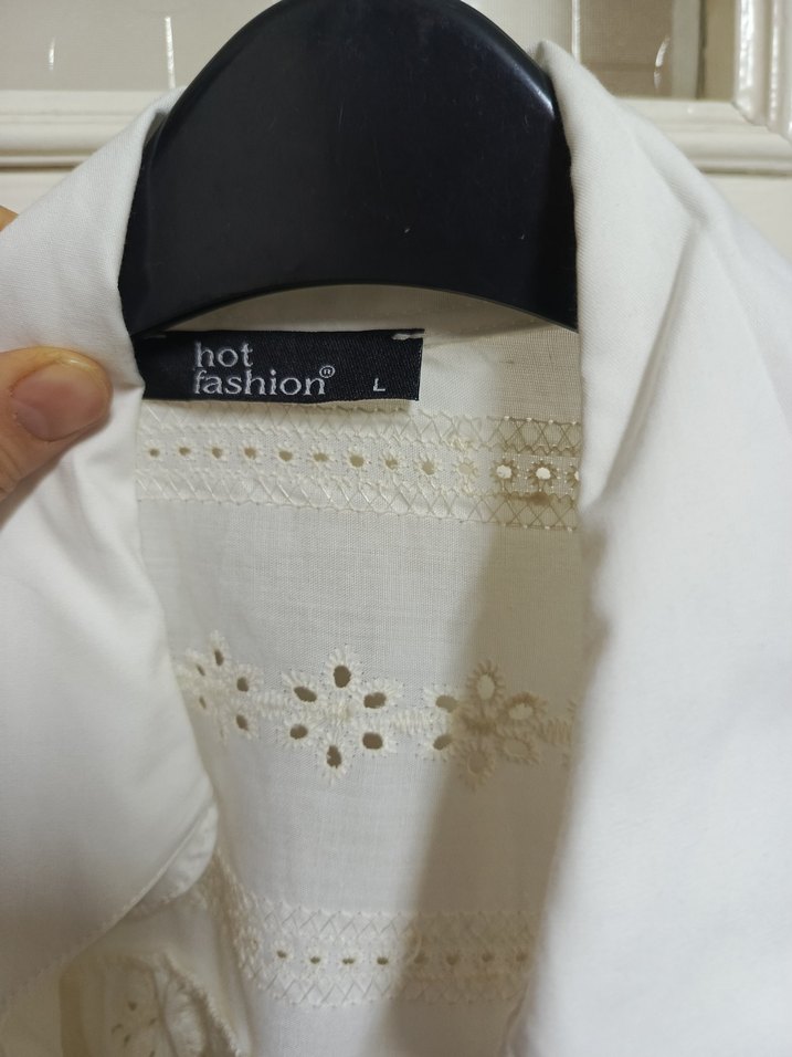 Nakışlı Beyaz Keten Bohem Gömlek - Görsel 4