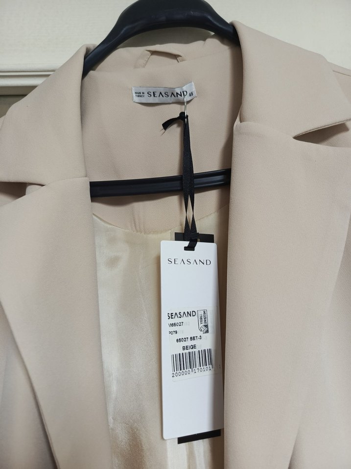 Bej Kadın Mini Blazer Ceket takim - Görsel 4