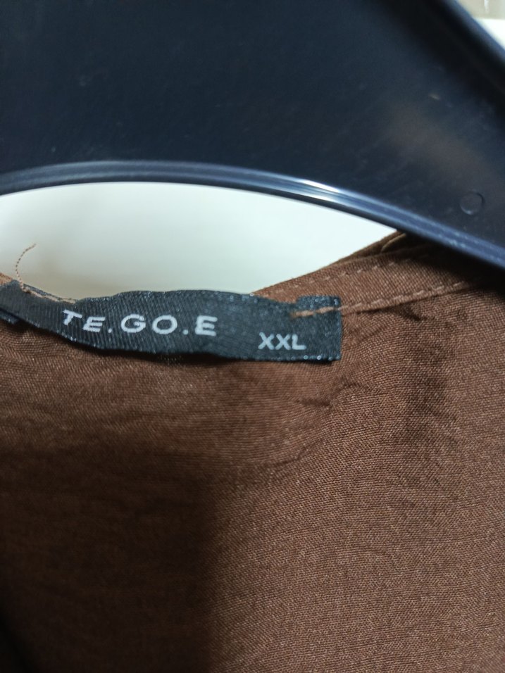 Düğmeli Kahverengi Keten Kadın Gömlek - Görsel 4