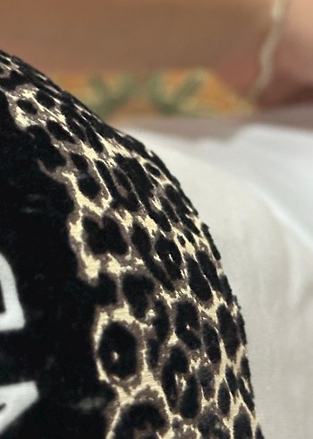 38 Beden beyaz Renk Leopar Kadın Baskılı Pamuklu Tişört