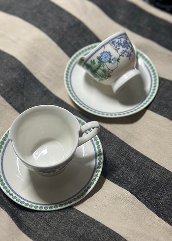 Lc Waikiki Home Mavi Çiçek Desenli İkili Fincan ve Tabak Seti