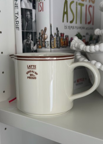 Bej Latte Temalı Seramik Kupa