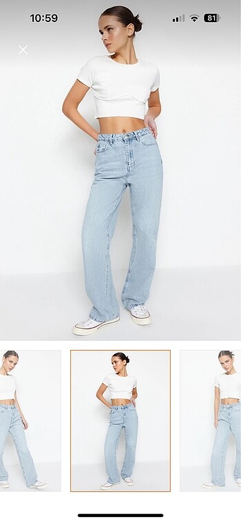 Trendyol Milla Mavi Yüksek Bel Wide Leg Jeans