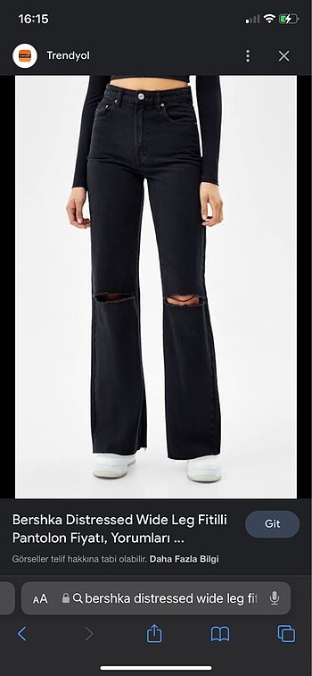 Bershka Yırtmaçlı Distressed Wide Leg Fitilli Pantolon