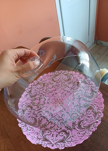 Pembe Parlak Kek Standı ve Kapak - Görsel 5