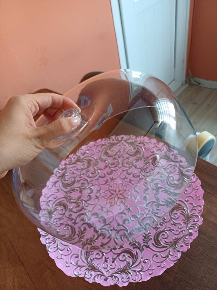 Pembe Parlak Kek Standı ve Kapak - Görsel 5