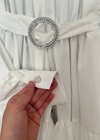 xl Beden Beyaz Uzun Kollu Beli Kuşaklı Kadın gömlek
