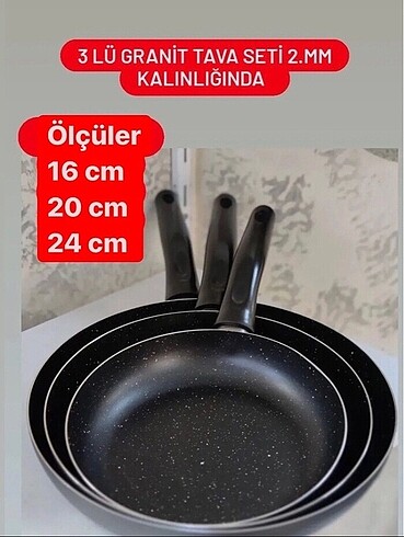 3'lü Granit Tava Seti