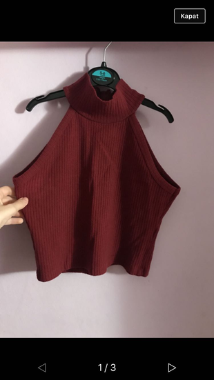 Bordo renk boğazlı triko 