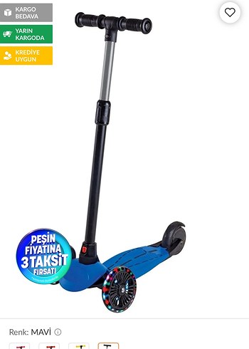 Mavi Ayarlanabilir Çocuk Scooter'ı