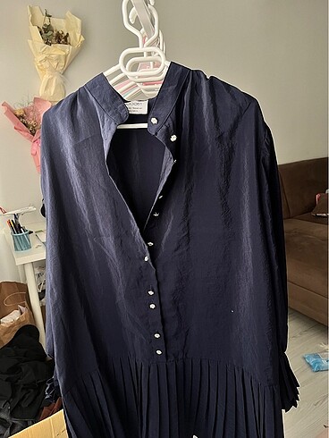 xl Beden hooops pilise detaylı lacivert gömlek