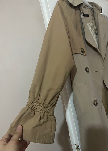 Bej Düğmeli  Kadın Trençkot - Görsel 2