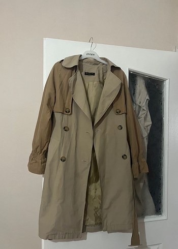 Bej Düğmeli  Kadın Trençkot - Görsel 6